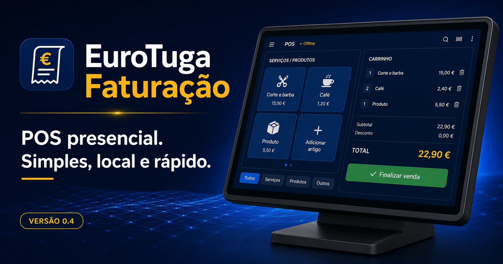 Apresentação demonstrativa do ponto de venda Eurotuga Faturação